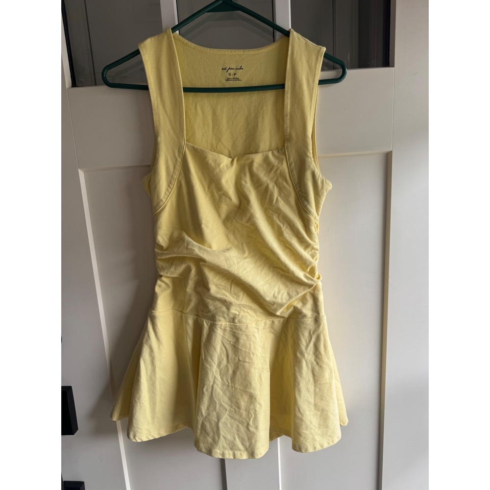 Out From Under Yellow Ruched Skort Romper Square Neck Sleeveless Small